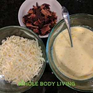 keto frittata ingredients in bowls