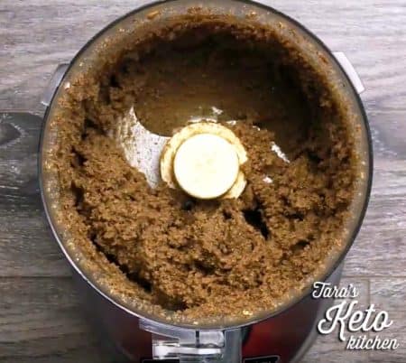 keto maple pecan nut butter on food processor