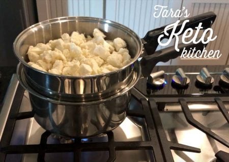 Mock Keto Potato Salad cooking cauliflour