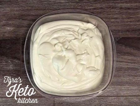 keto vanilla ice cream shown ready to freeze to make firmer