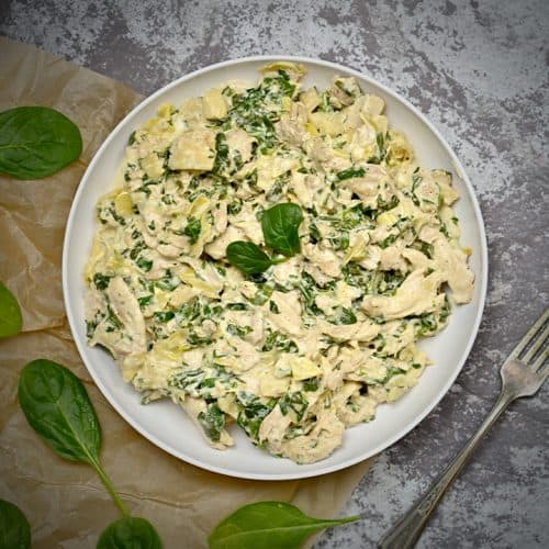 Keto Spinach Artichoke Chicken Bowl from Tara's Keto Kitchen